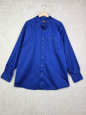 Ariat Classic Shirt Mens XL Long Sleeve Button Down Blue Twill